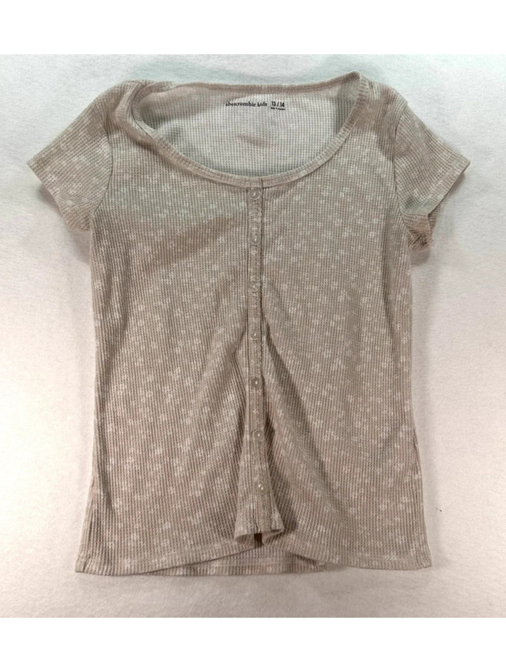 Abercrombie Kids Girls Waffle Knit Button Front Top – Size 13/14 – Beige H00137